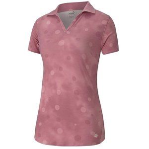 NEW PUMA Women's Golf Polka Dye Polo Rose Wine Size Small